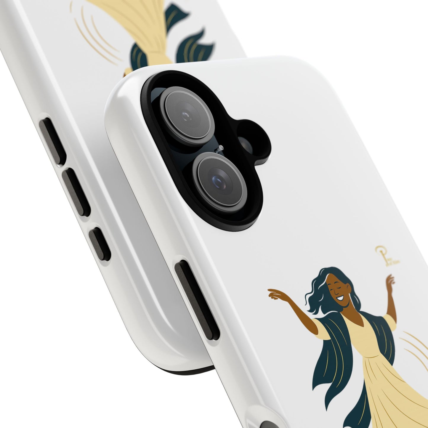 Brille discrètement - Chic Phone Case with a woman dancing - white