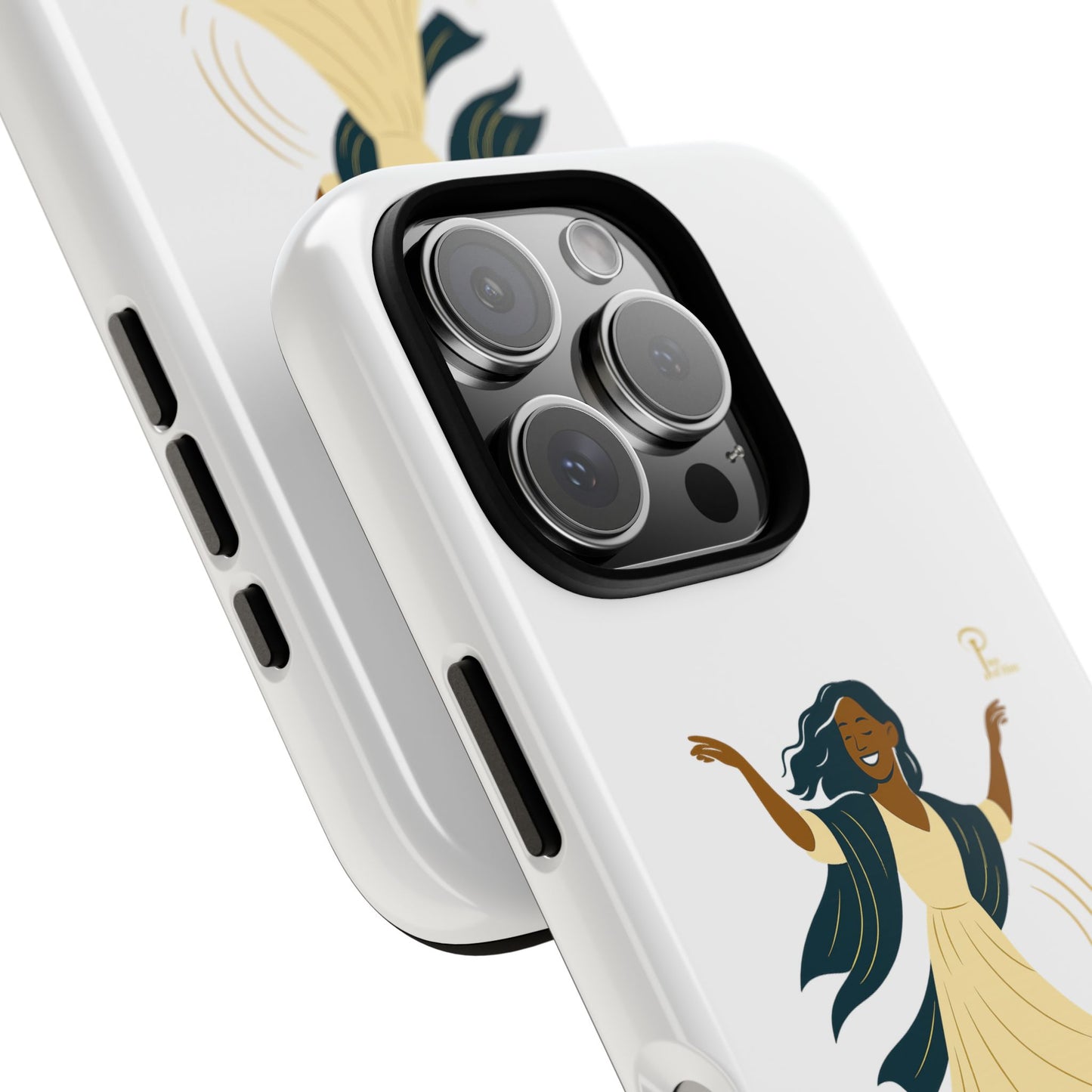 Brille discrètement - Chic Phone Case with a woman dancing - white