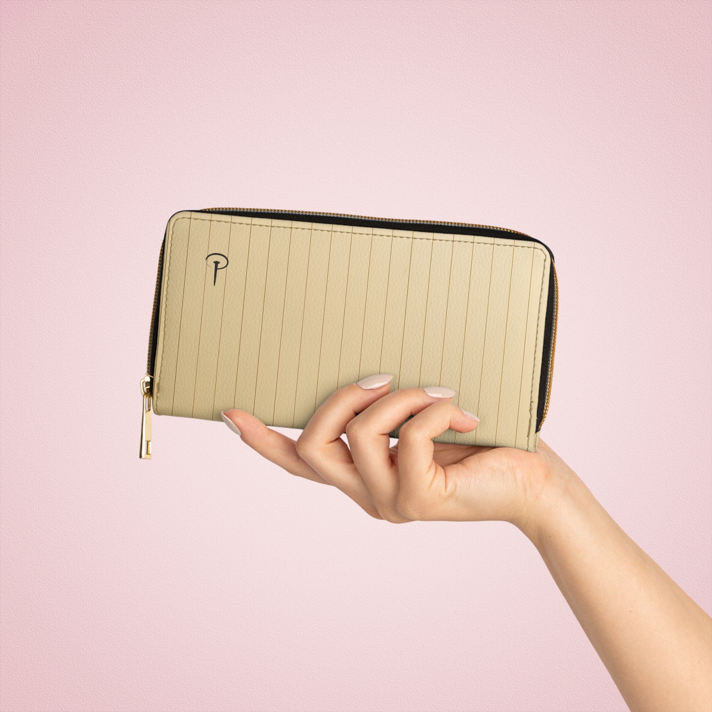 a Piece of Him - Chic beige zipper wallet