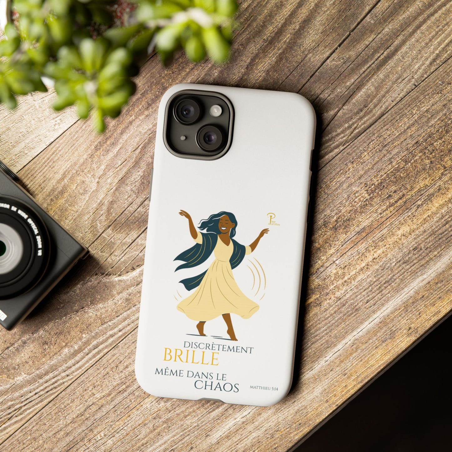 Brille discrètement - Chic Phone Case with a woman dancing - white