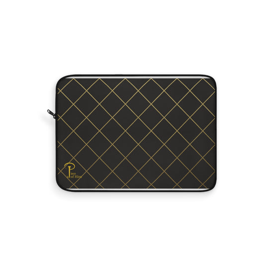 Elegant Black and Gold Laptop Sleeve - black & golden logo