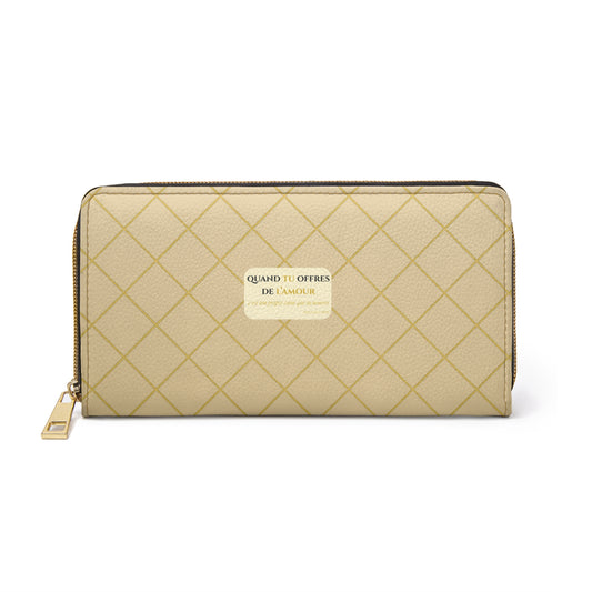 Quand tu offres  de l’amour-Chic Zipper Wallet - beige