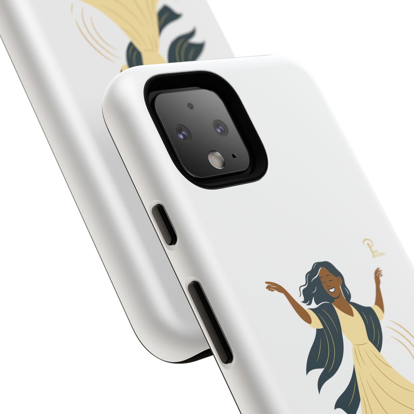 Brille discrètement - Chic Phone Case with a woman dancing - white