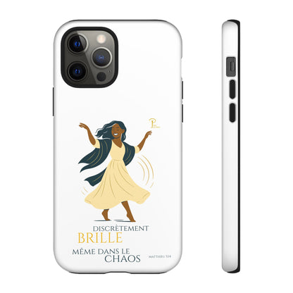 Brille discrètement - Chic Phone Case with a woman dancing - white