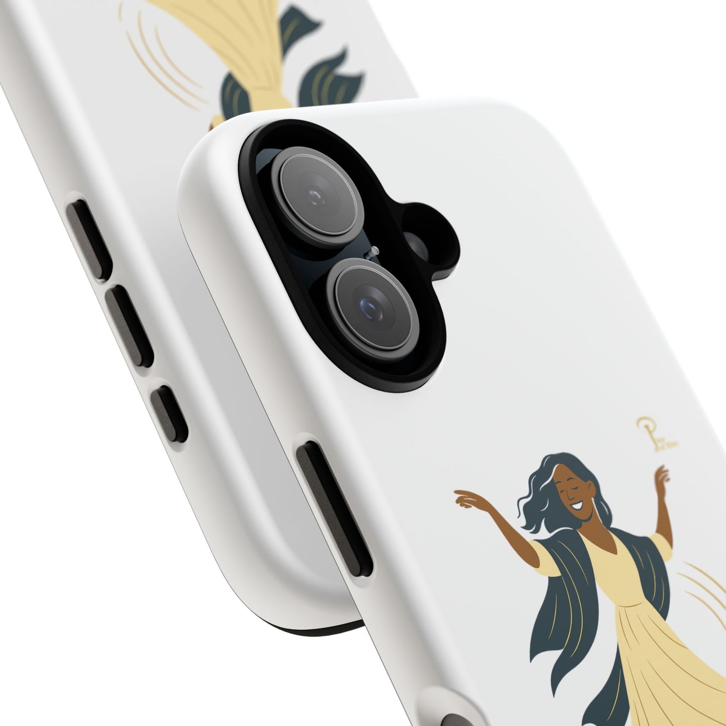 Brille discrètement - Chic Phone Case with a woman dancing - white