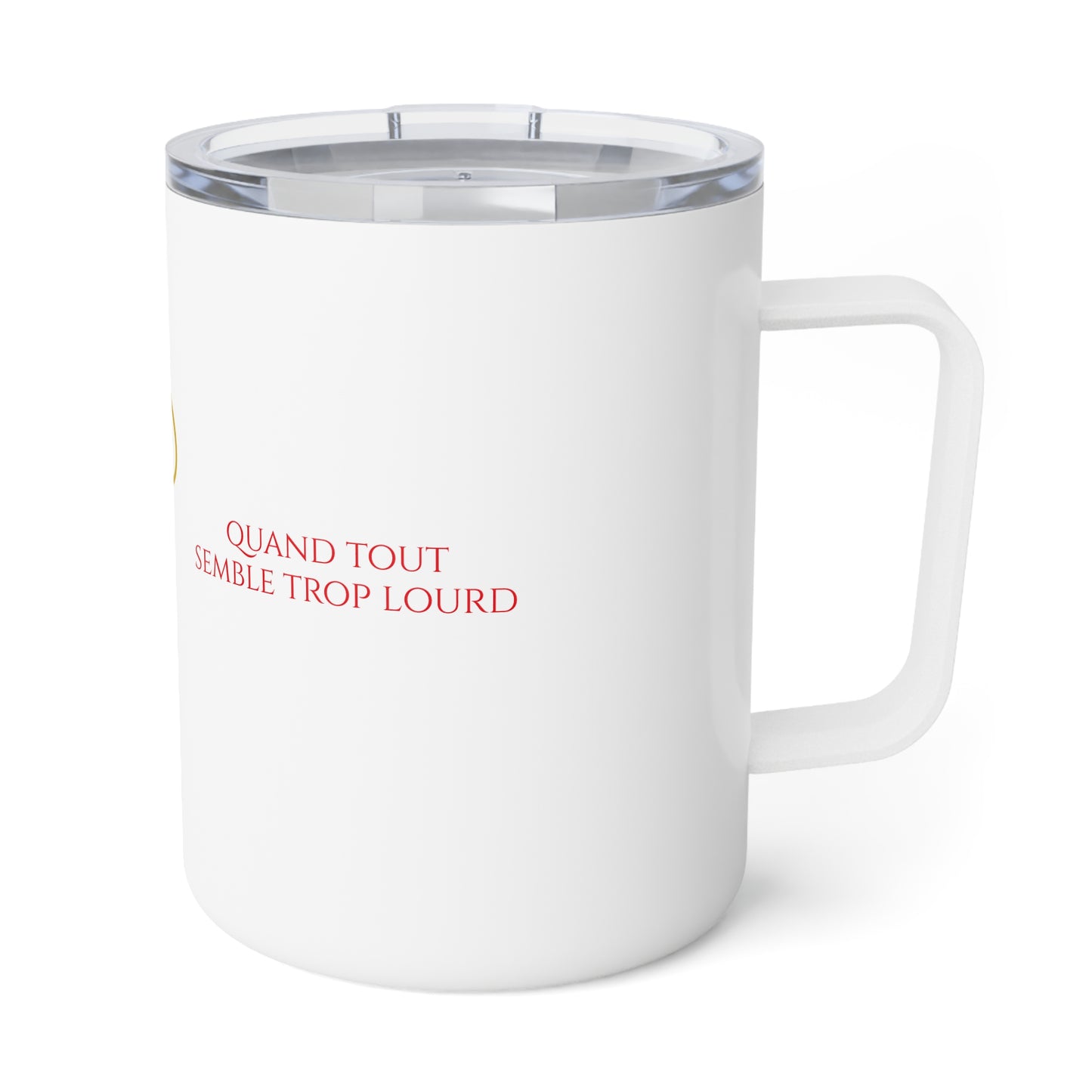 Viens poser ton fardeau - Insulated Coffee Mug - white