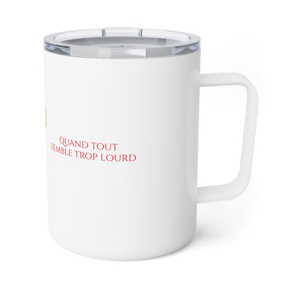Viens poser ton fardeau - Insulated Coffee Mug - white